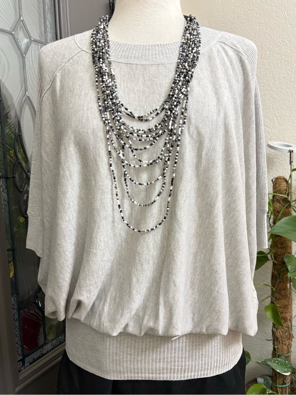 Banana Republic Heritage Light Gray Silk Blend Lightweight Sweater